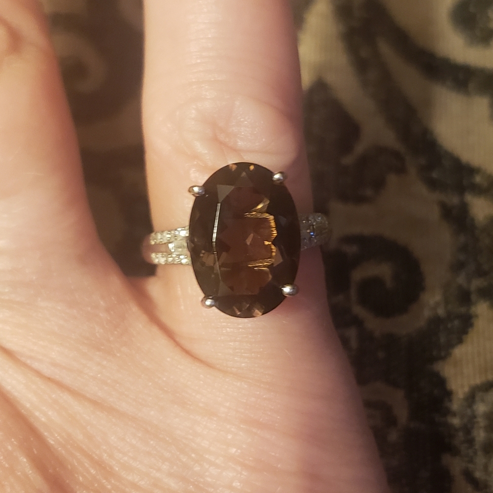 NWOT Colombianite and Diamond Ring in Platinum Over Sterling Silver 5.30 ctw - Picture 11 of 14